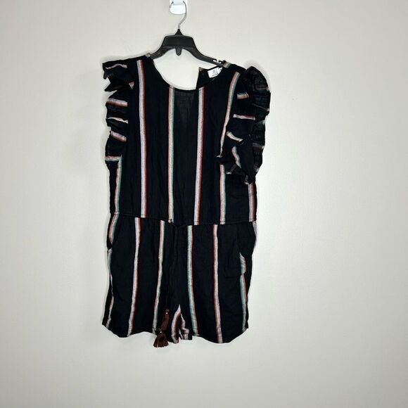 Anthropologie Thread Essential Ruffle Sleeve Striped Romper - Picture 2 of 4